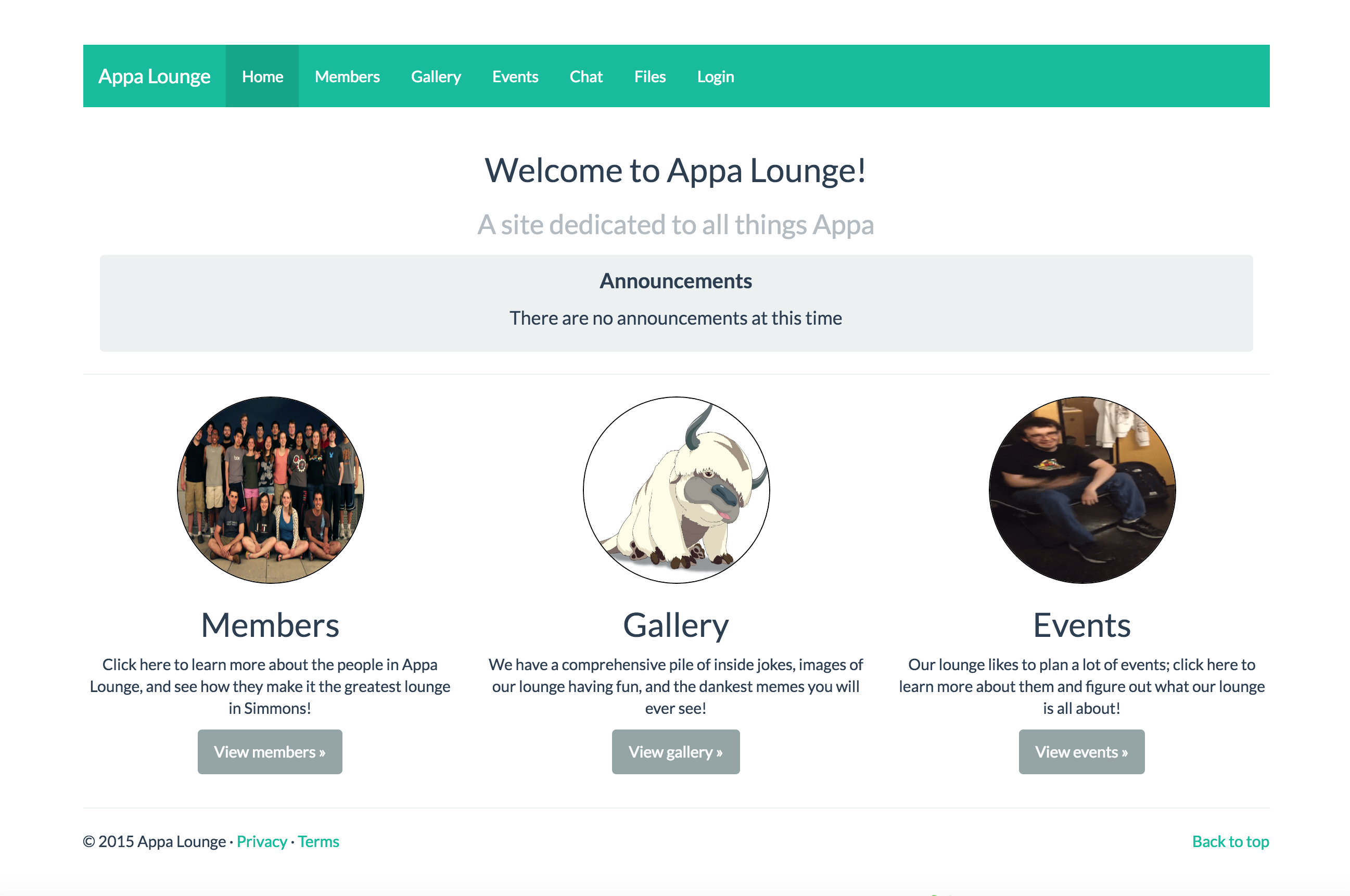Website for APPA Lounge at MIT's Simmons Hall